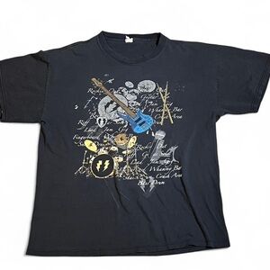 Navy Blue Graphic Tee with Musical Design